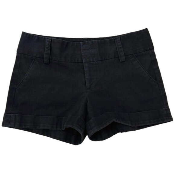 Alice + Olivia Black Cuffed Tailored Shorts Cotton Lycra Blend Size 4 - Picture 2 of 7